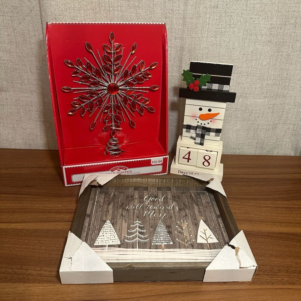 Christmas Decor Bundle: Tree Topper, Sign, and Days Til Christmas Calendar